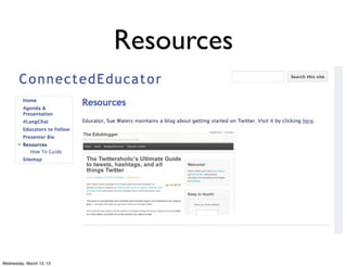 Resources




Wednesday, March 13, 13
 