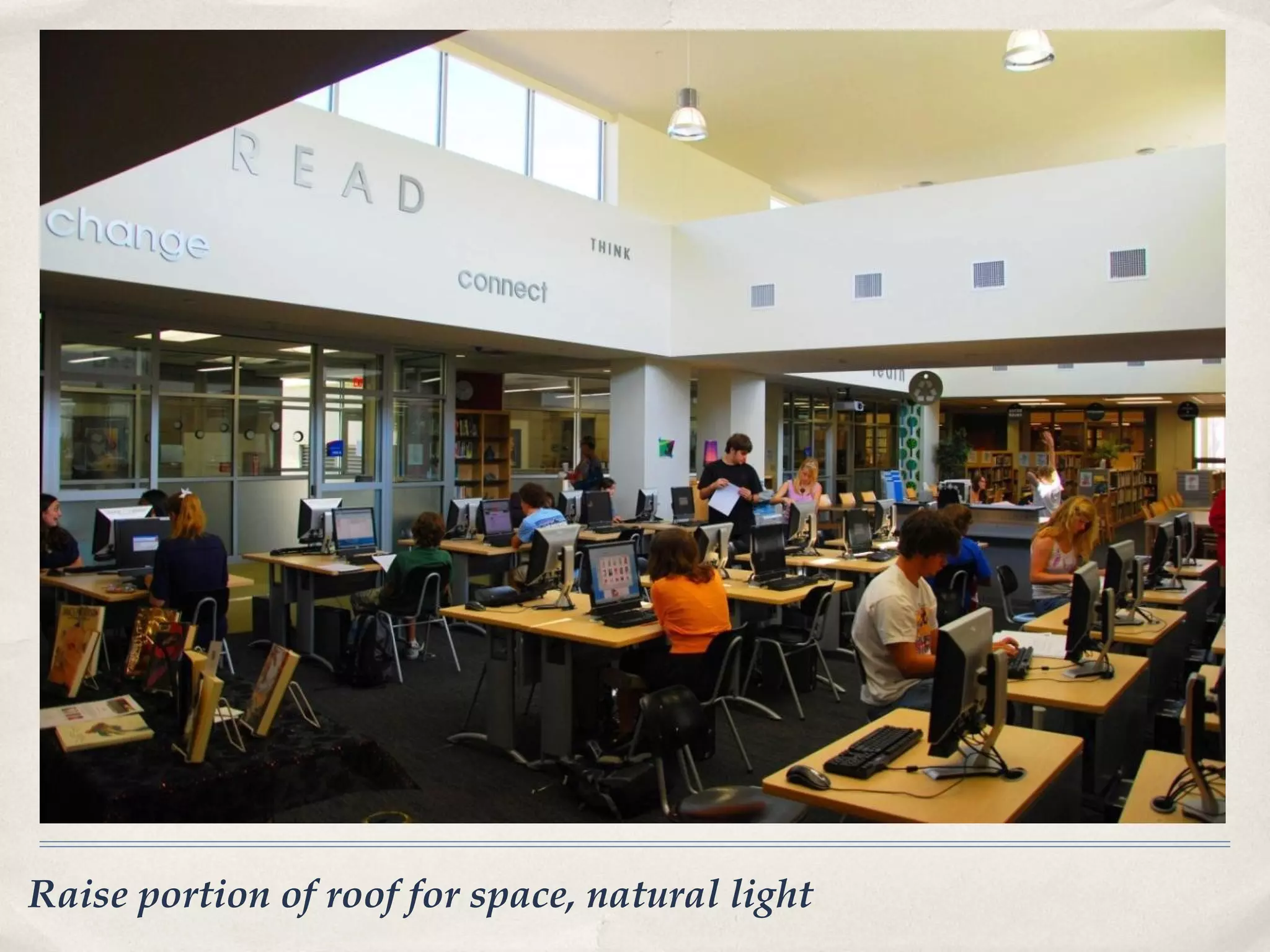 Raise portion of roof for space, natural light
 