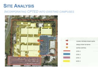INCORPORATING CPTED INTO EXISTING CAMPUSES
SITE ANALYSIS
 
