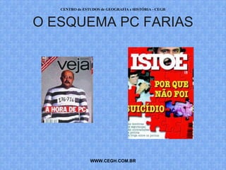 CENTRO de ESTUDOS de GEOGRAFIA e HISTÓRIA - CEGH



O ESQUEMA PC FARIAS




                WWW.CEGH.COM.BR
 