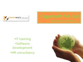 Cegonsoft Pvt. Ltd.
Innovation every moment........
•IT training
•Software
development
•HR consultancy
 