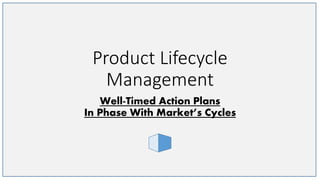 Product Lifecycle
Management
Well-Timed Action Plans
In Phase With Market’s Cycles
 