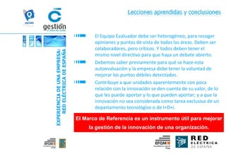 Carlos Llanos, Marco de Referencia de Innovación del Club Excelencia en Gestión