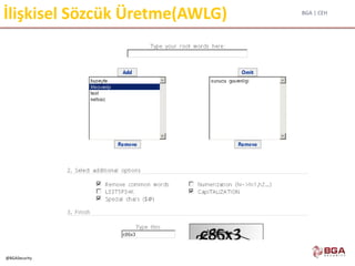 BGA | CEH
@BGASecurity
İlişkisel Sözcük Üretme(AWLG)
 