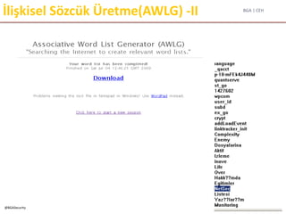 BGA | CEH
@BGASecurity
İlişkisel Sözcük Üretme(AWLG) -II
 