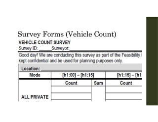 Survey Forms (Vehicle Count)
 