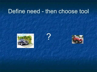 Define need - then choose tool ? 