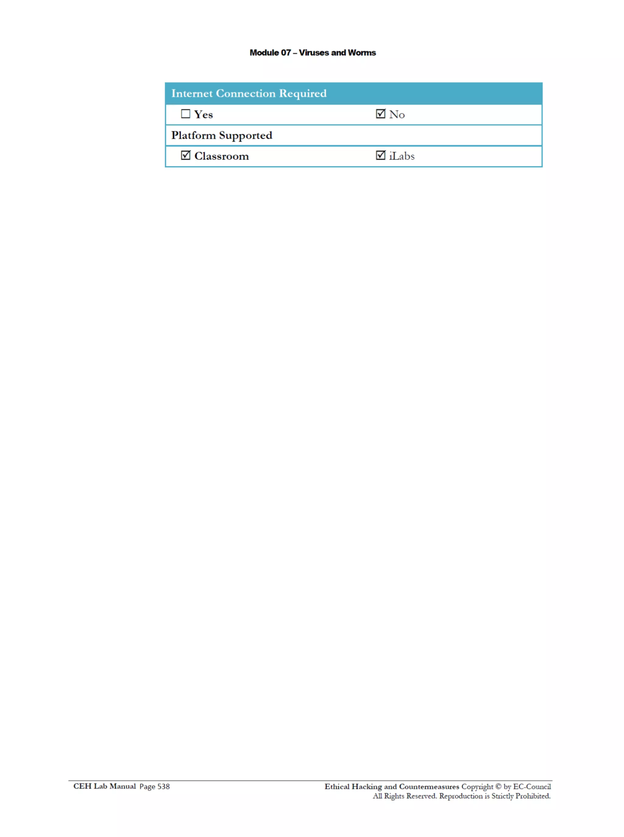 Cehv8 Labs - Module07: Viruses and Worms.