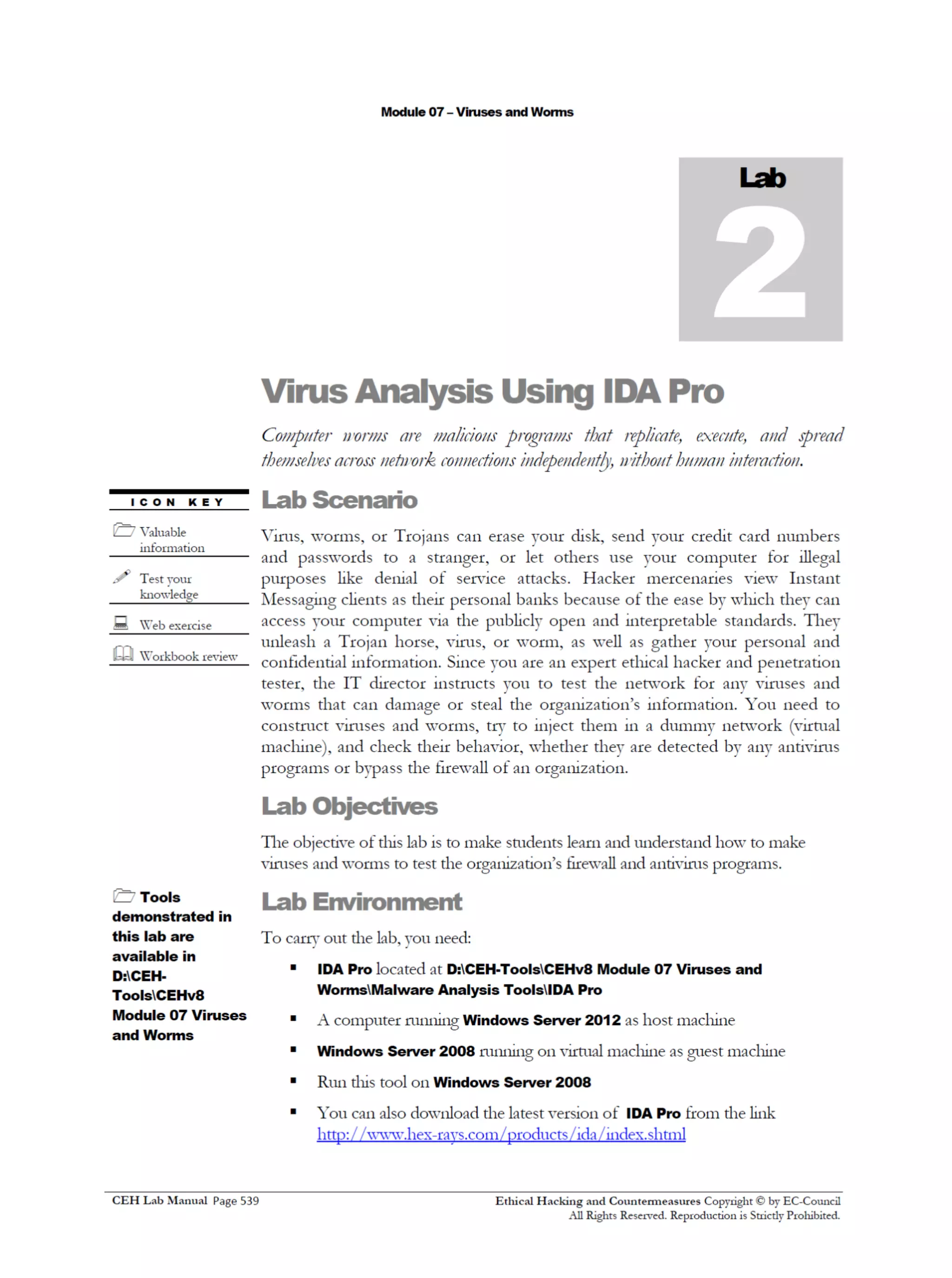 Cehv8 Labs - Module07: Viruses and Worms.