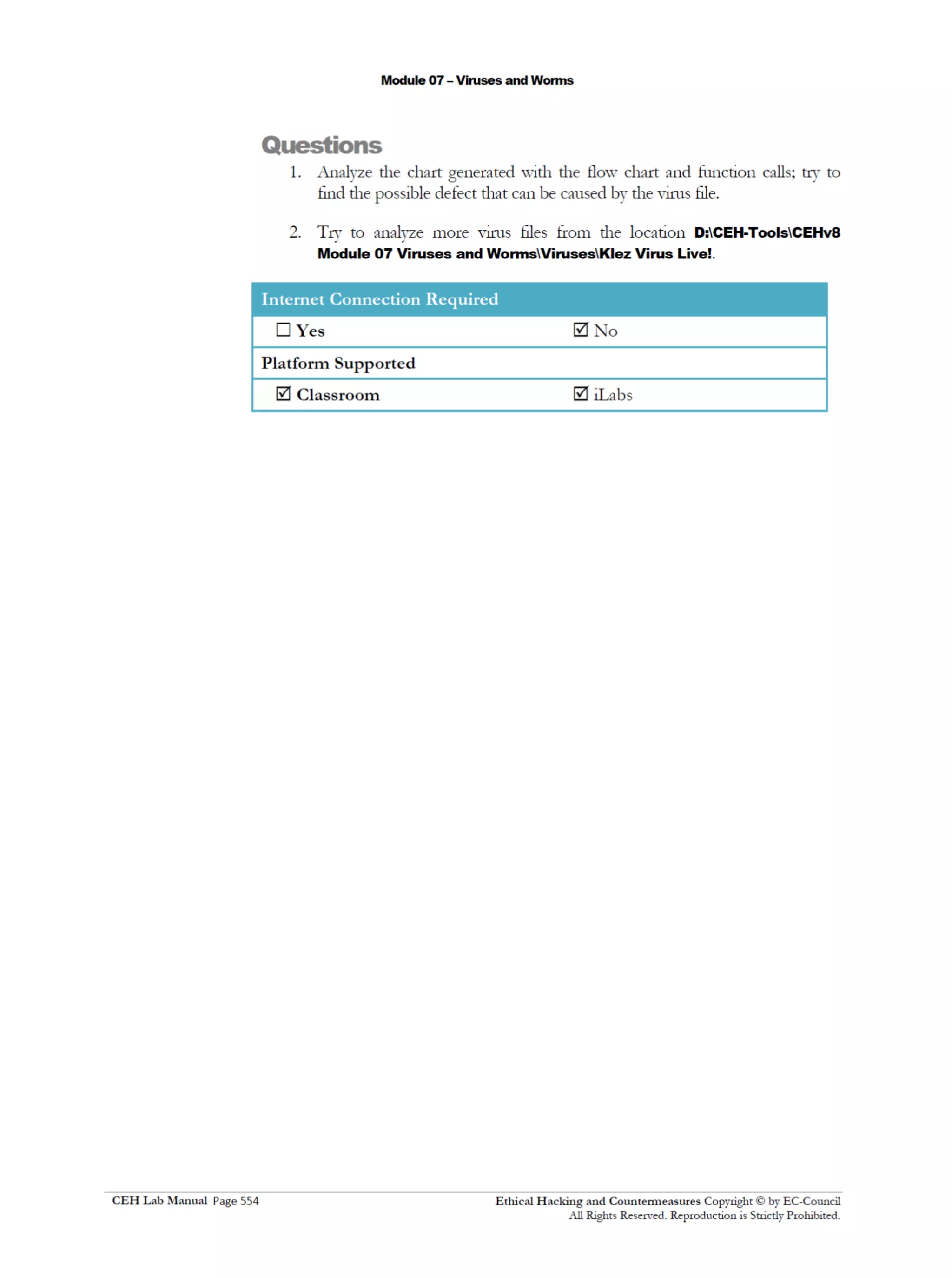 Cehv8 Labs - Module07: Viruses and Worms.