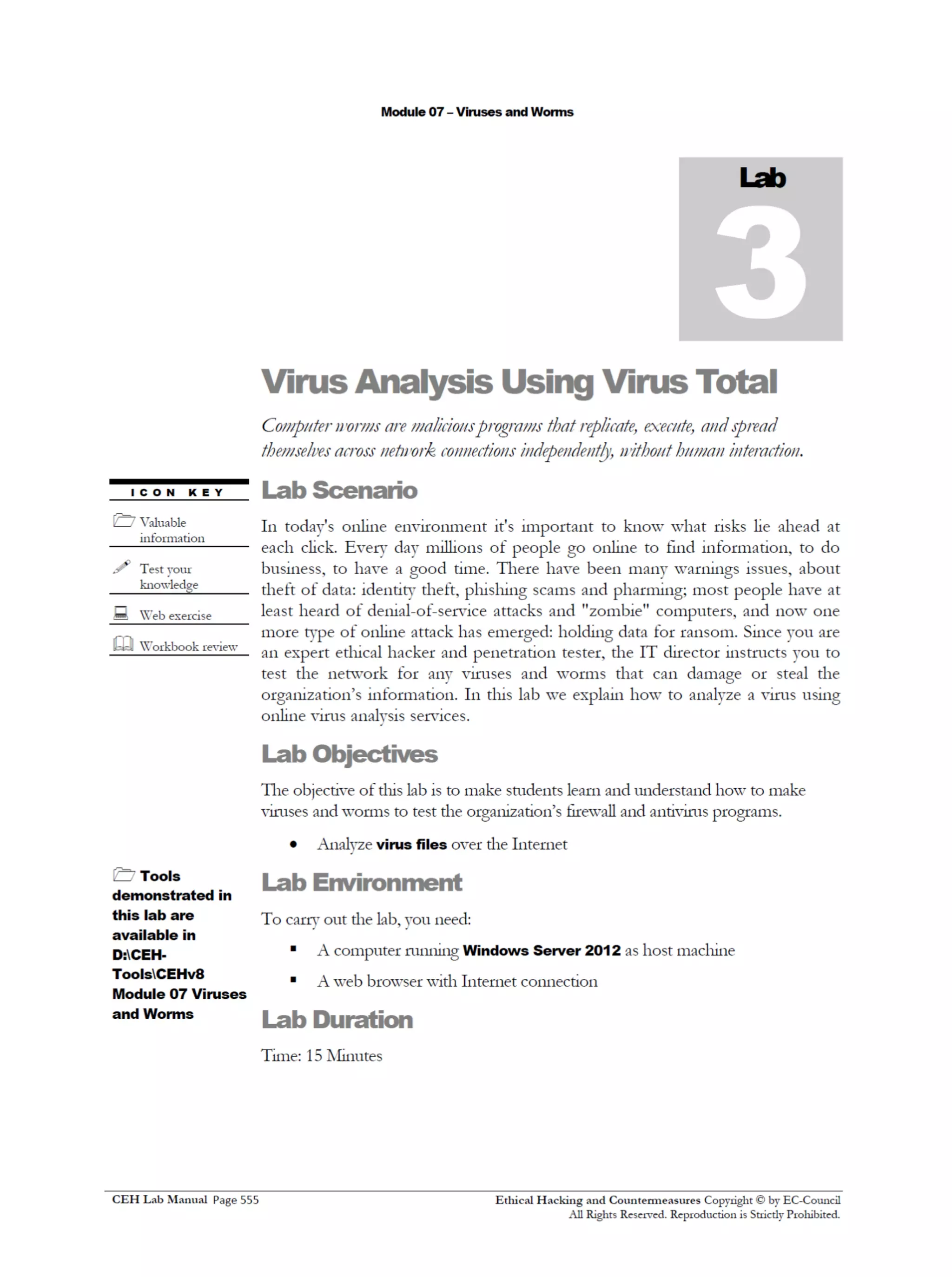 Cehv8 Labs - Module07: Viruses and Worms.