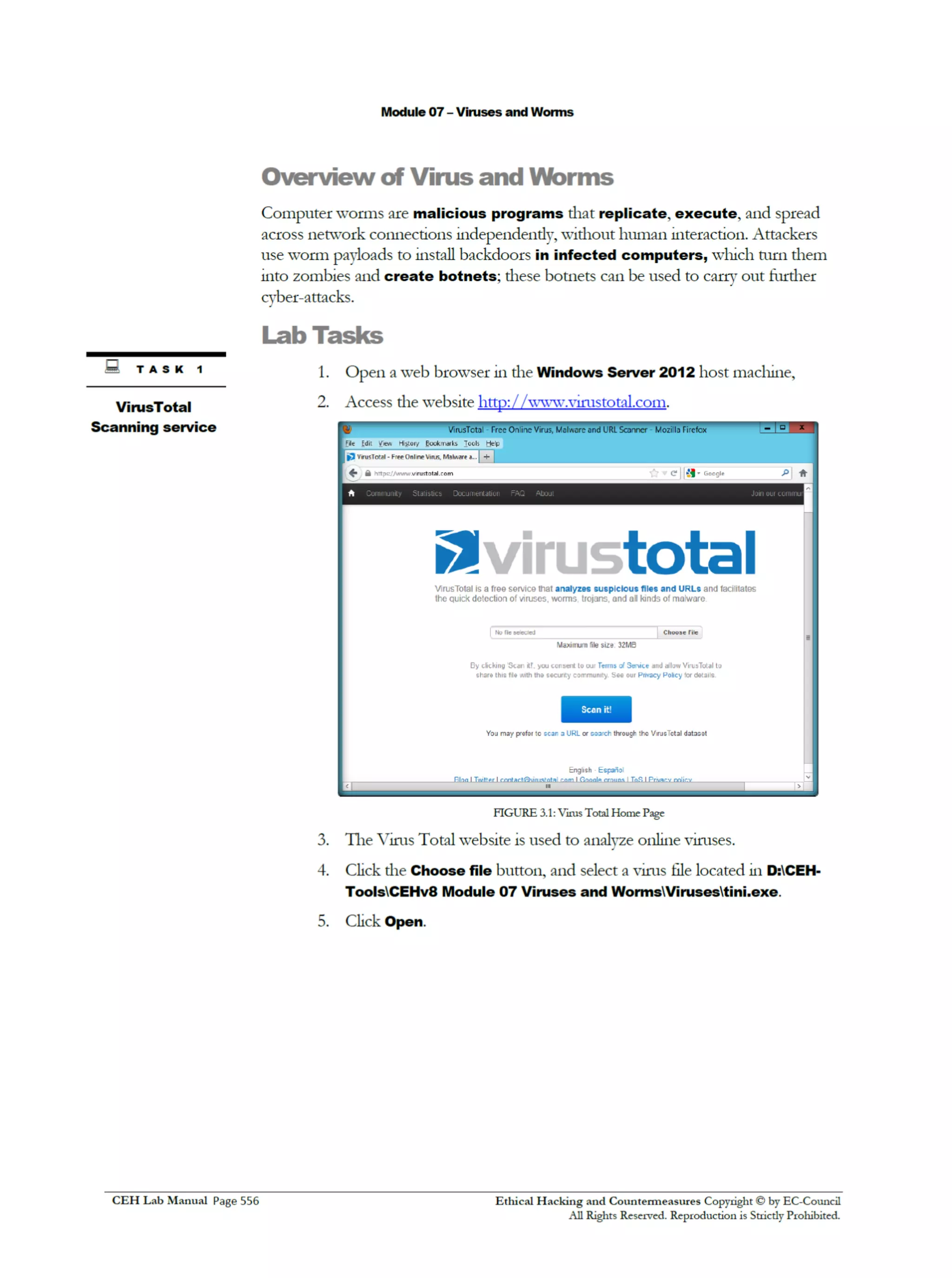 Cehv8 Labs - Module07: Viruses and Worms.