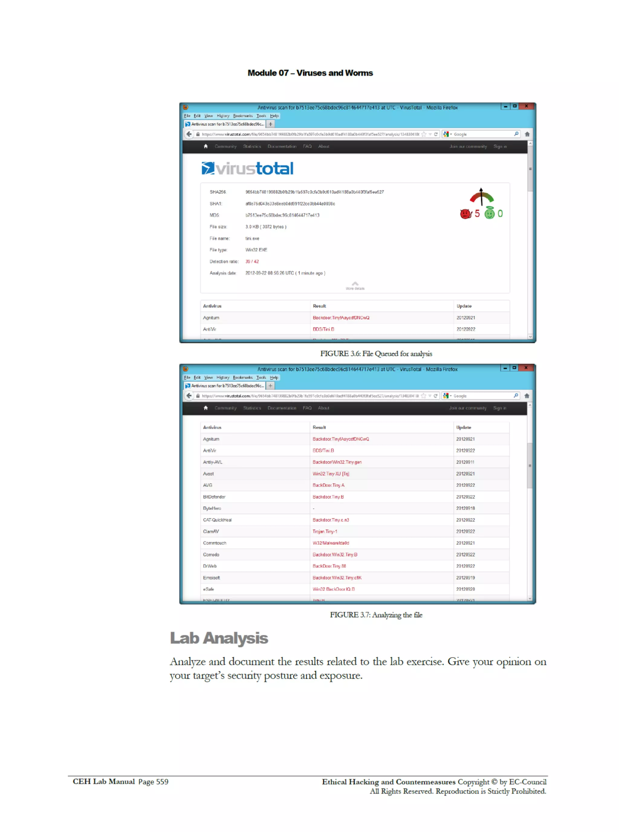 Cehv8 Labs - Module07: Viruses and Worms.