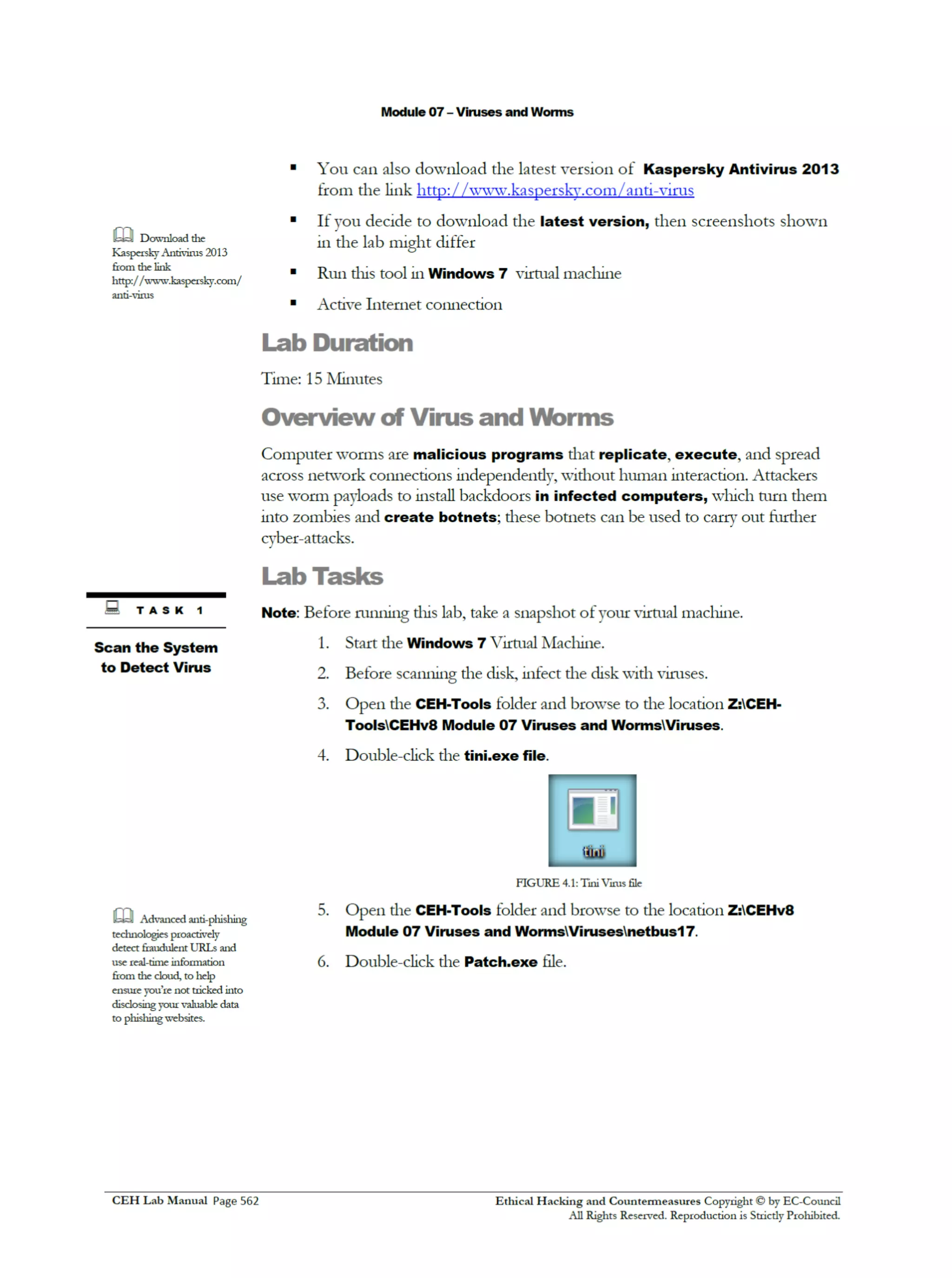 Cehv8 Labs - Module07: Viruses and Worms.