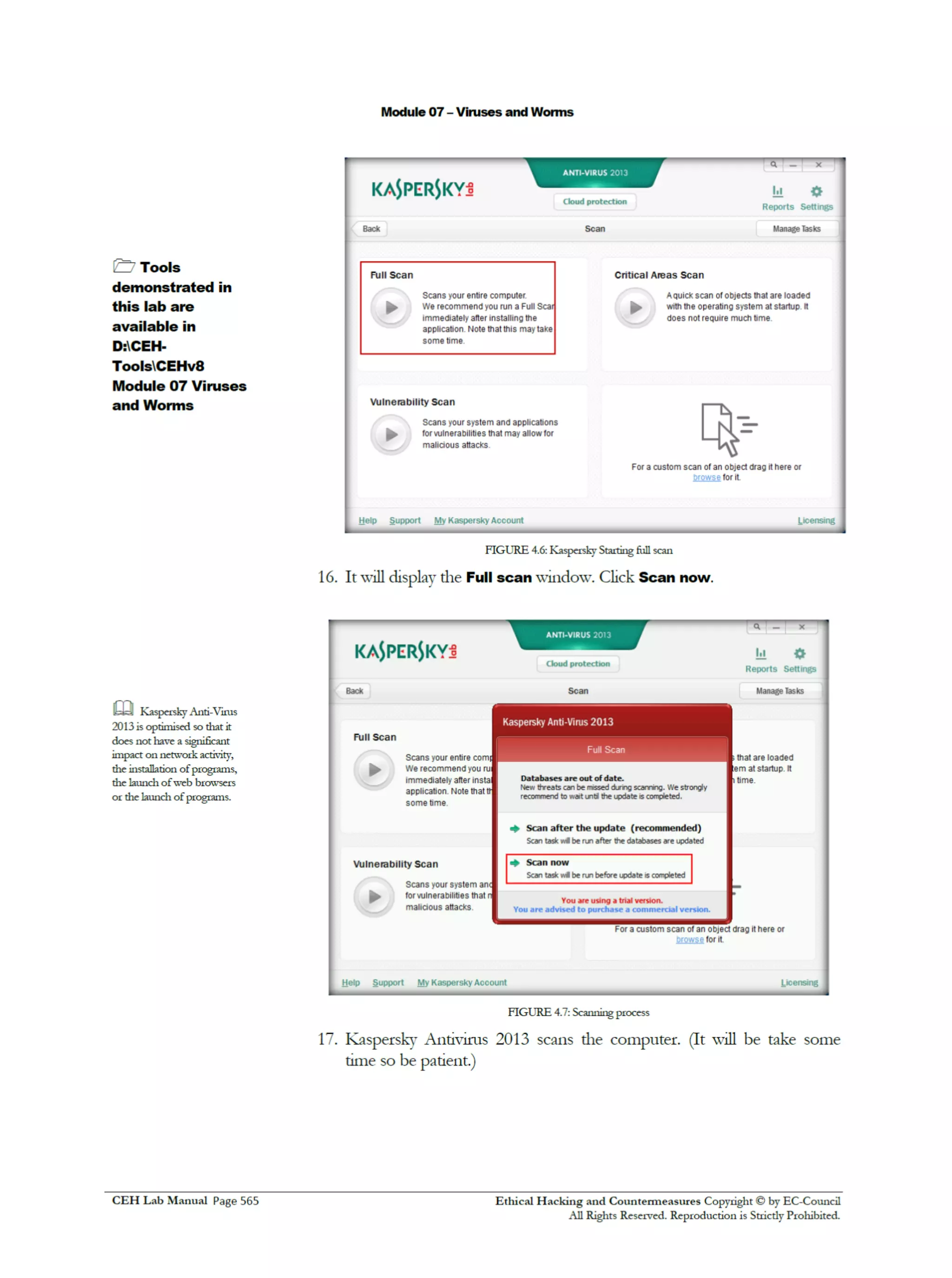 Cehv8 Labs - Module07: Viruses and Worms.