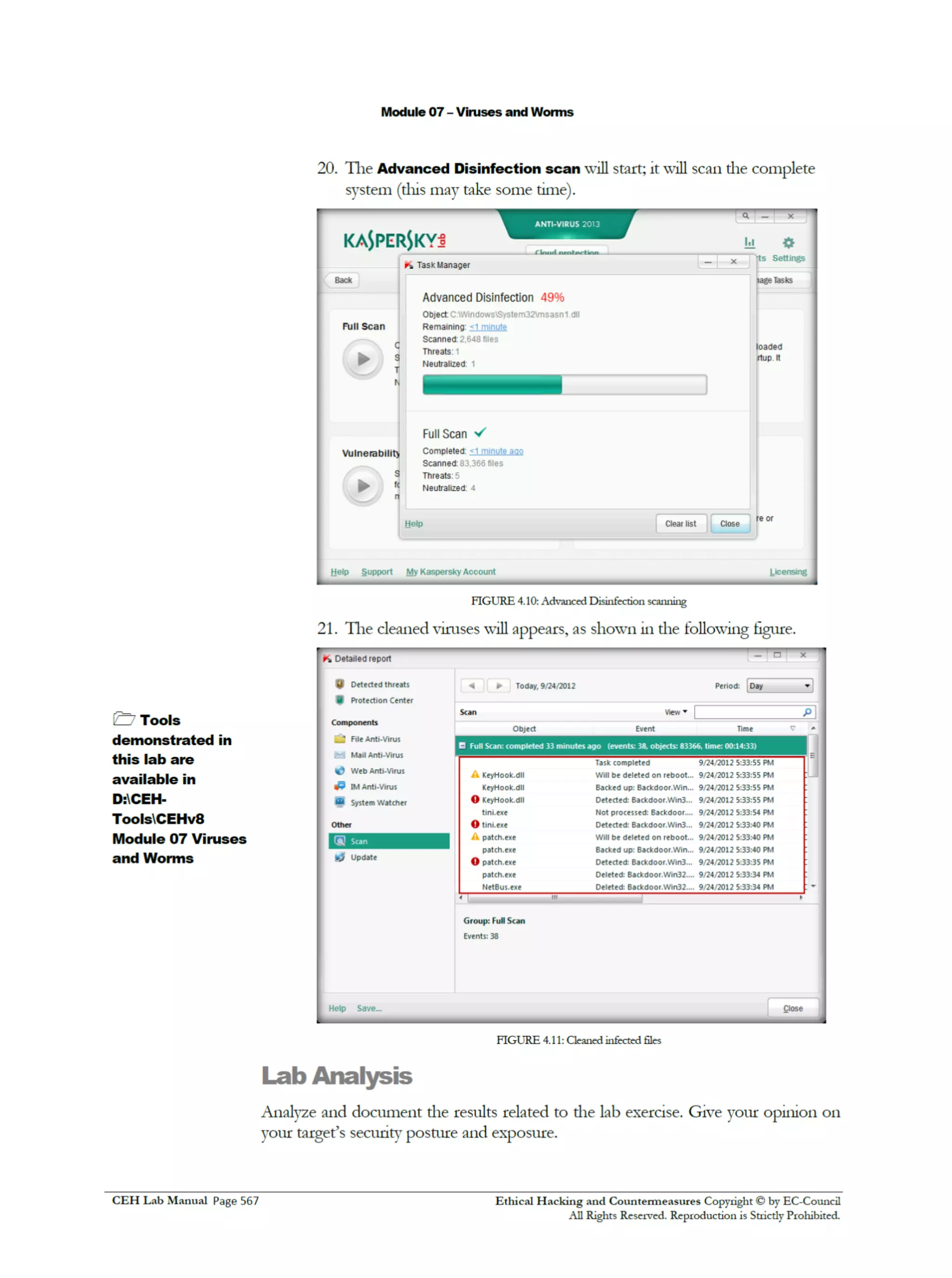 Cehv8 Labs - Module07: Viruses and Worms.