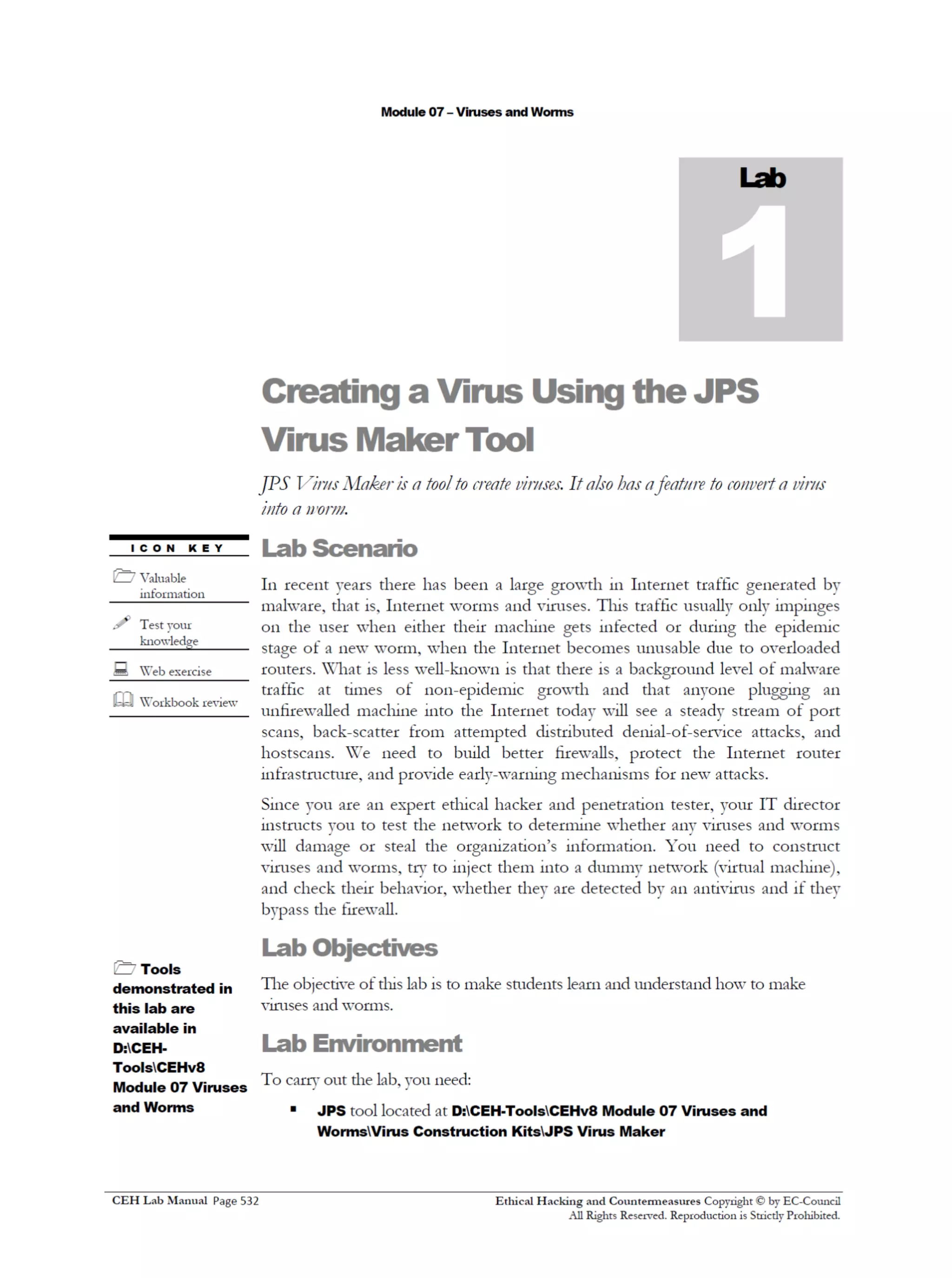 Cehv8 Labs - Module07: Viruses and Worms.