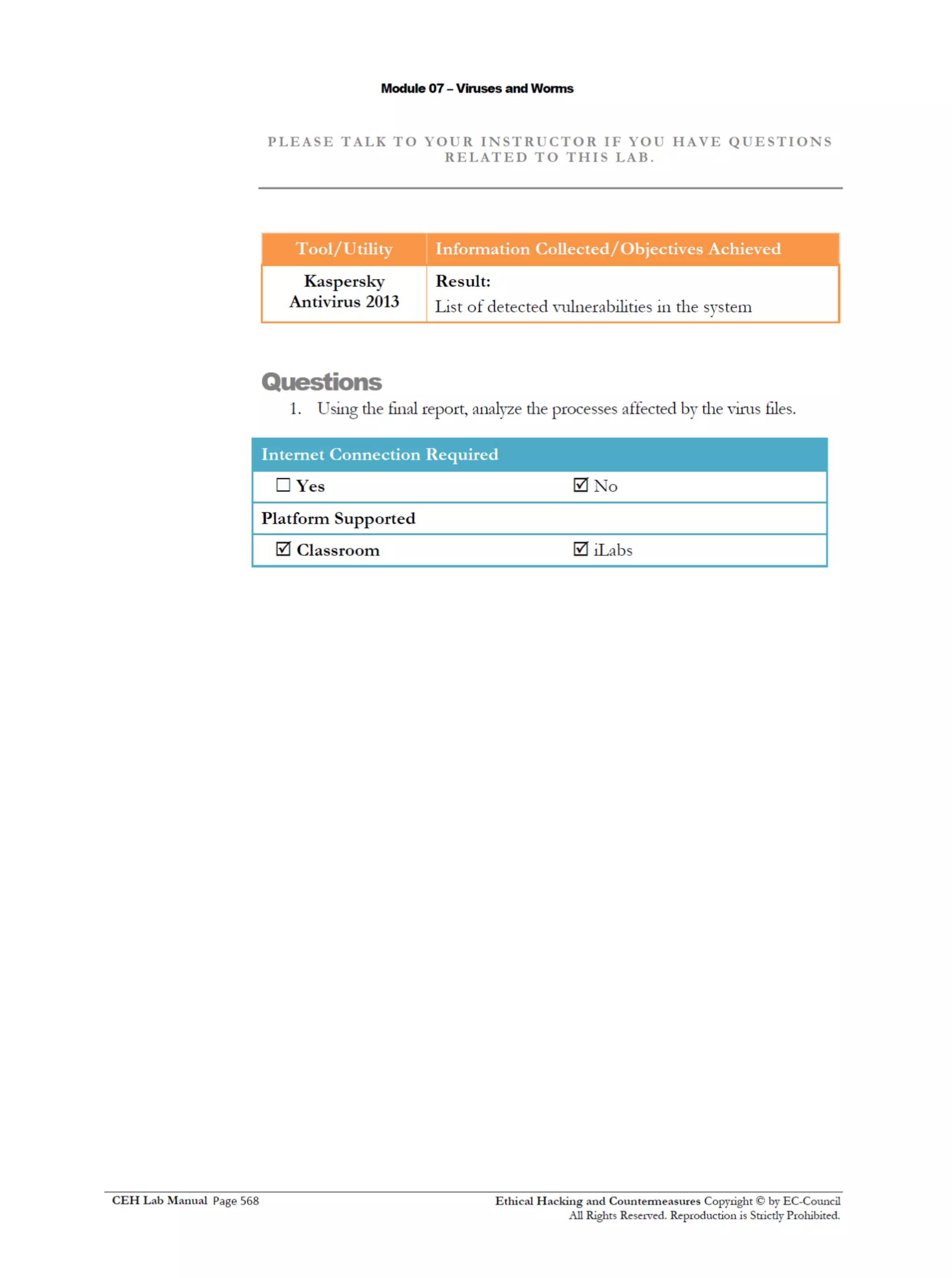 Cehv8 Labs - Module07: Viruses and Worms.