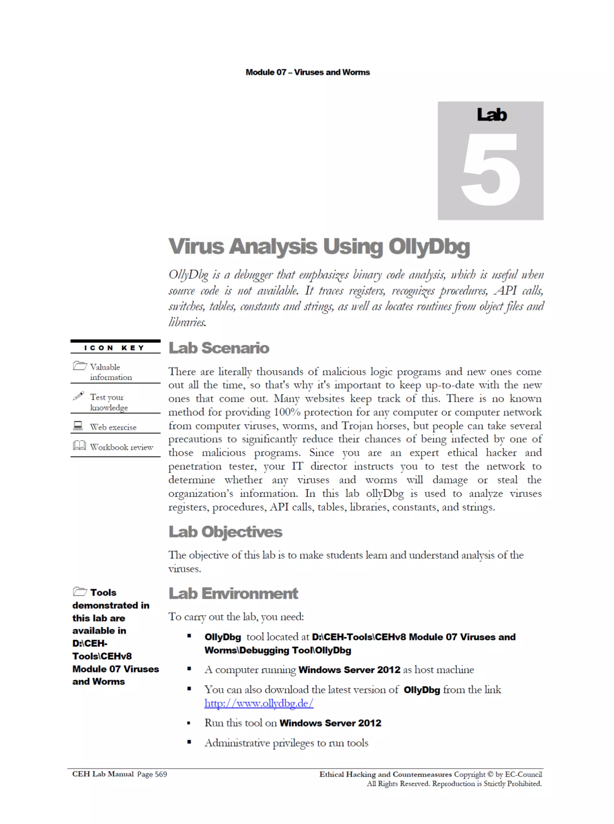 Cehv8 Labs - Module07: Viruses and Worms.
