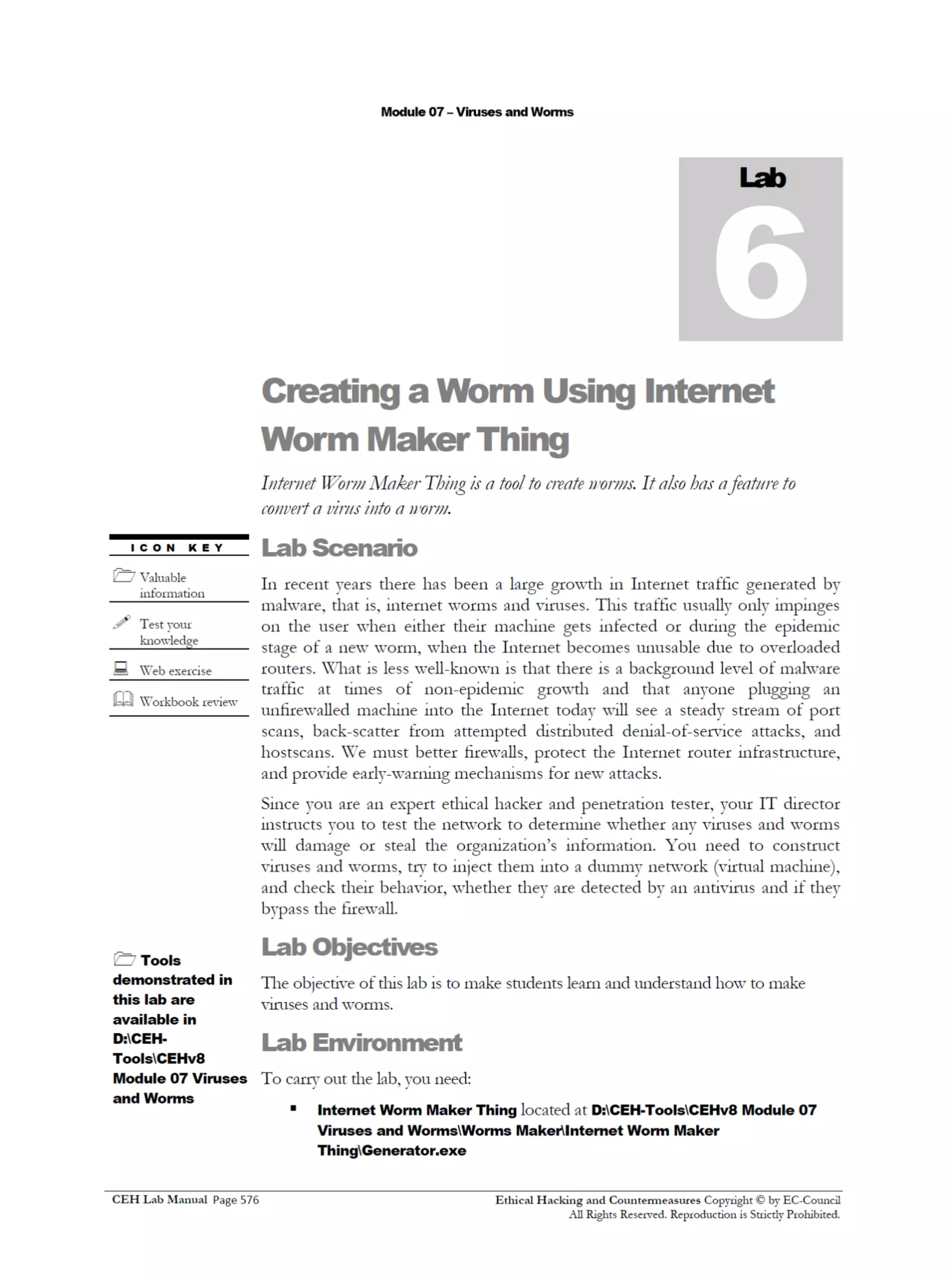 Cehv8 Labs - Module07: Viruses and Worms.