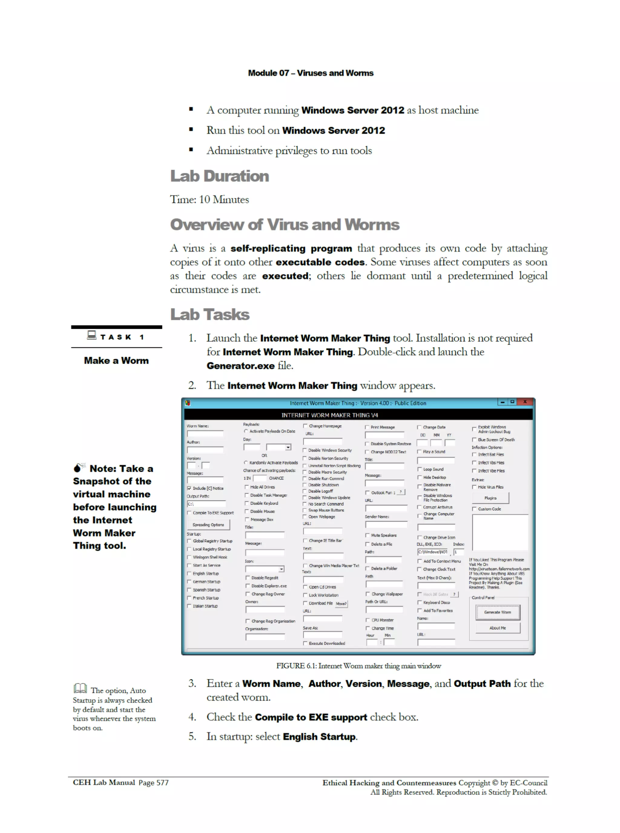 Cehv8 Labs - Module07: Viruses and Worms.