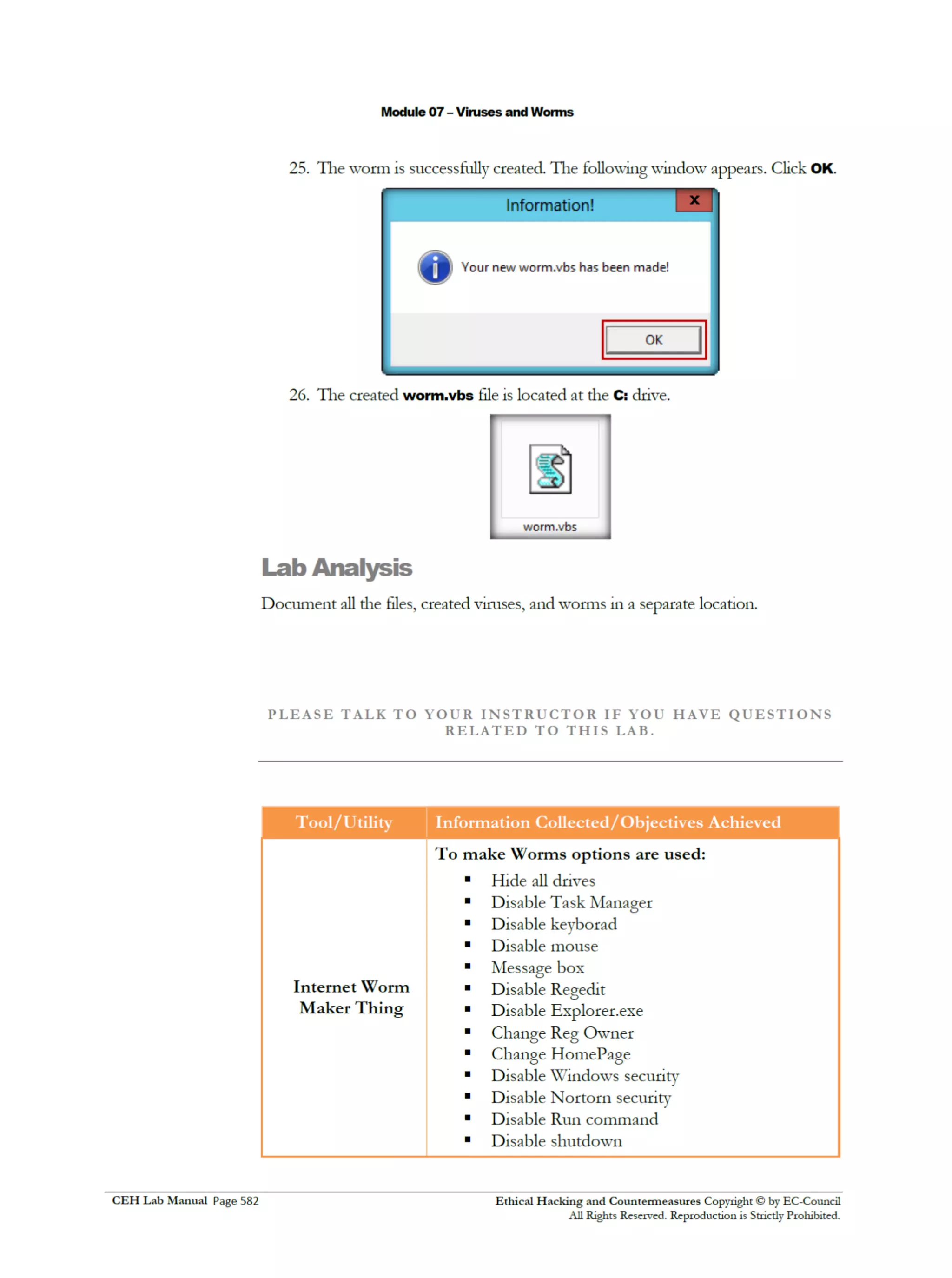 Cehv8 Labs - Module07: Viruses and Worms.
