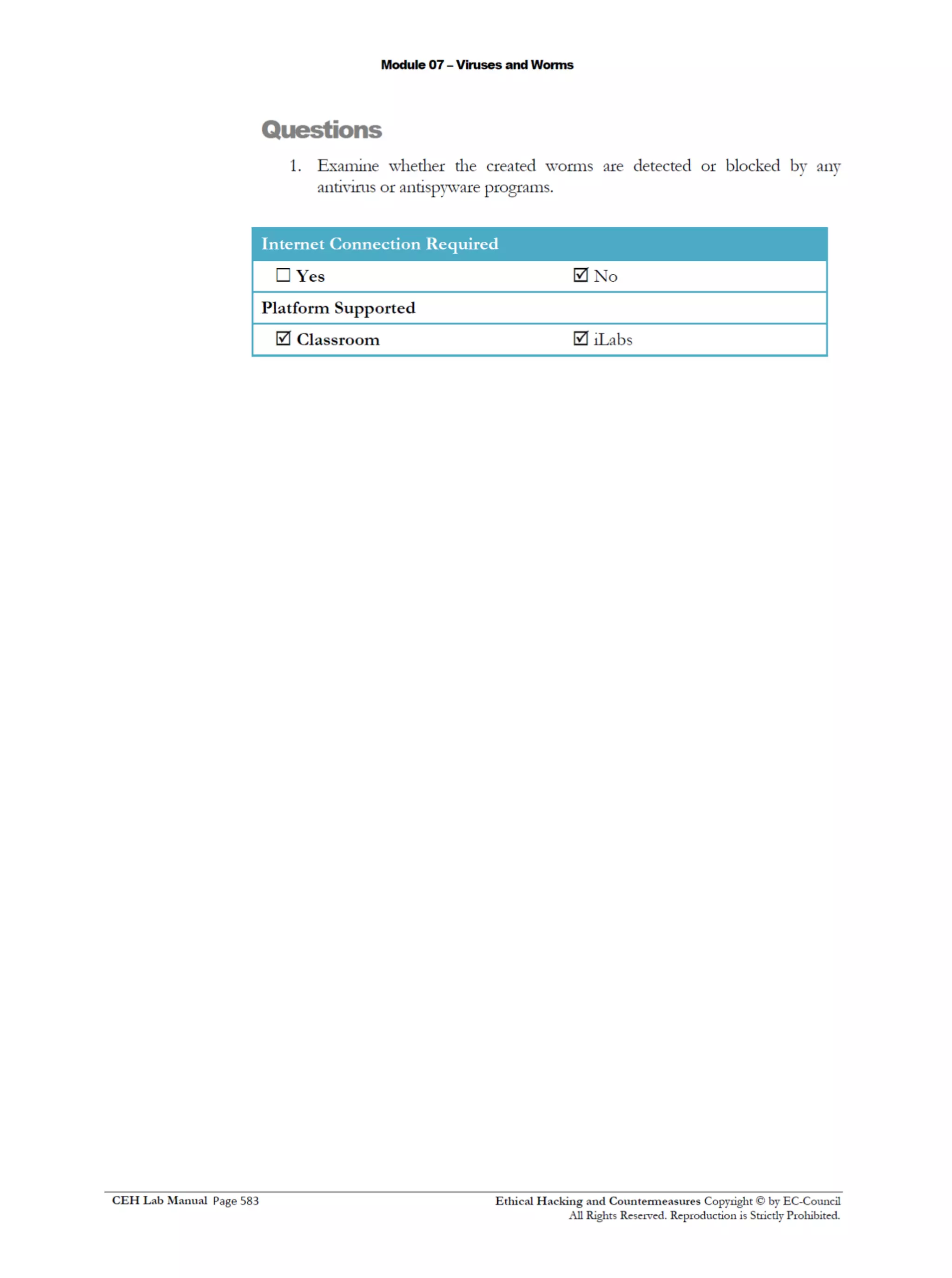 Cehv8 Labs - Module07: Viruses and Worms.