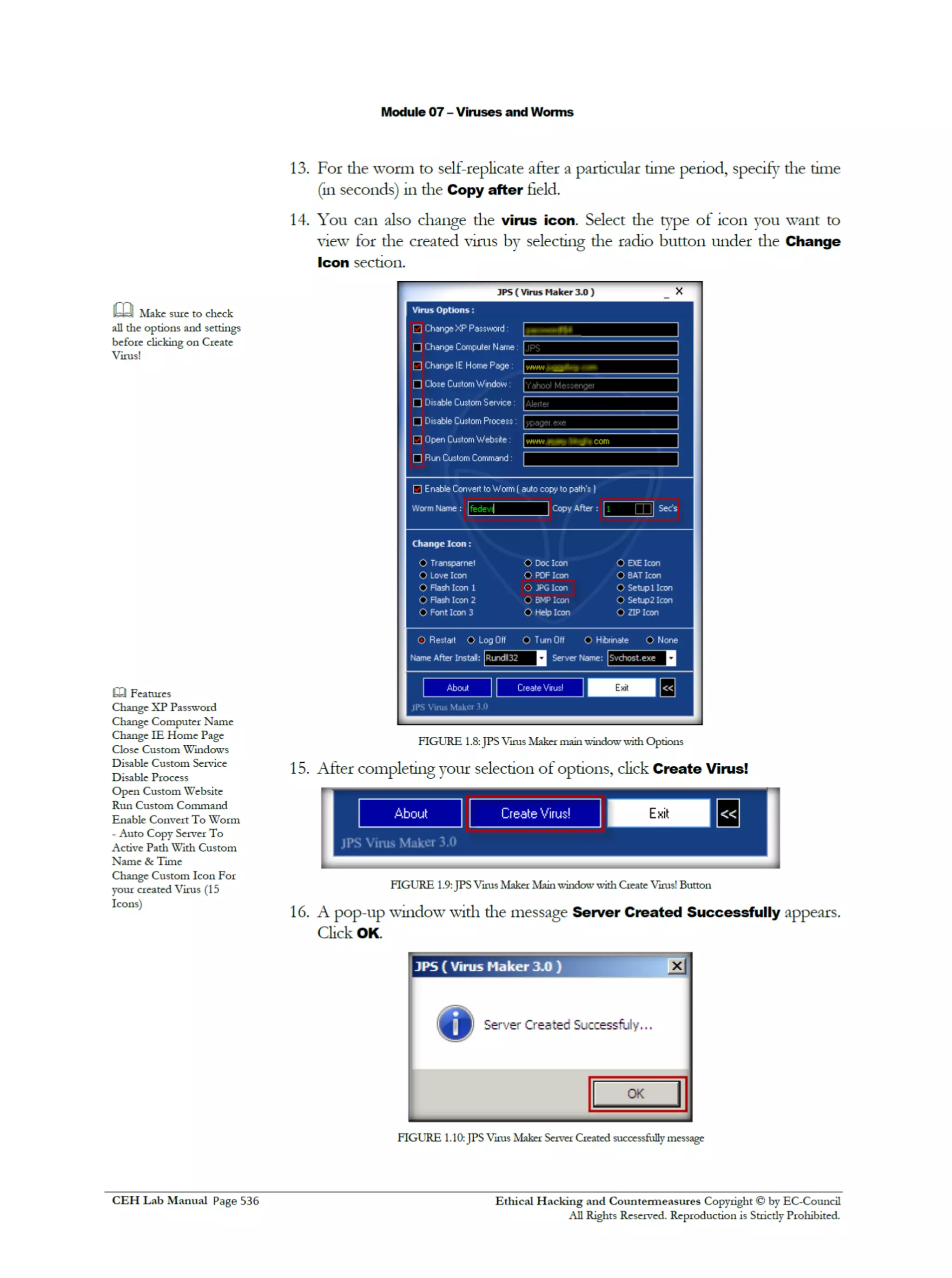 Cehv8 Labs - Module07: Viruses and Worms.