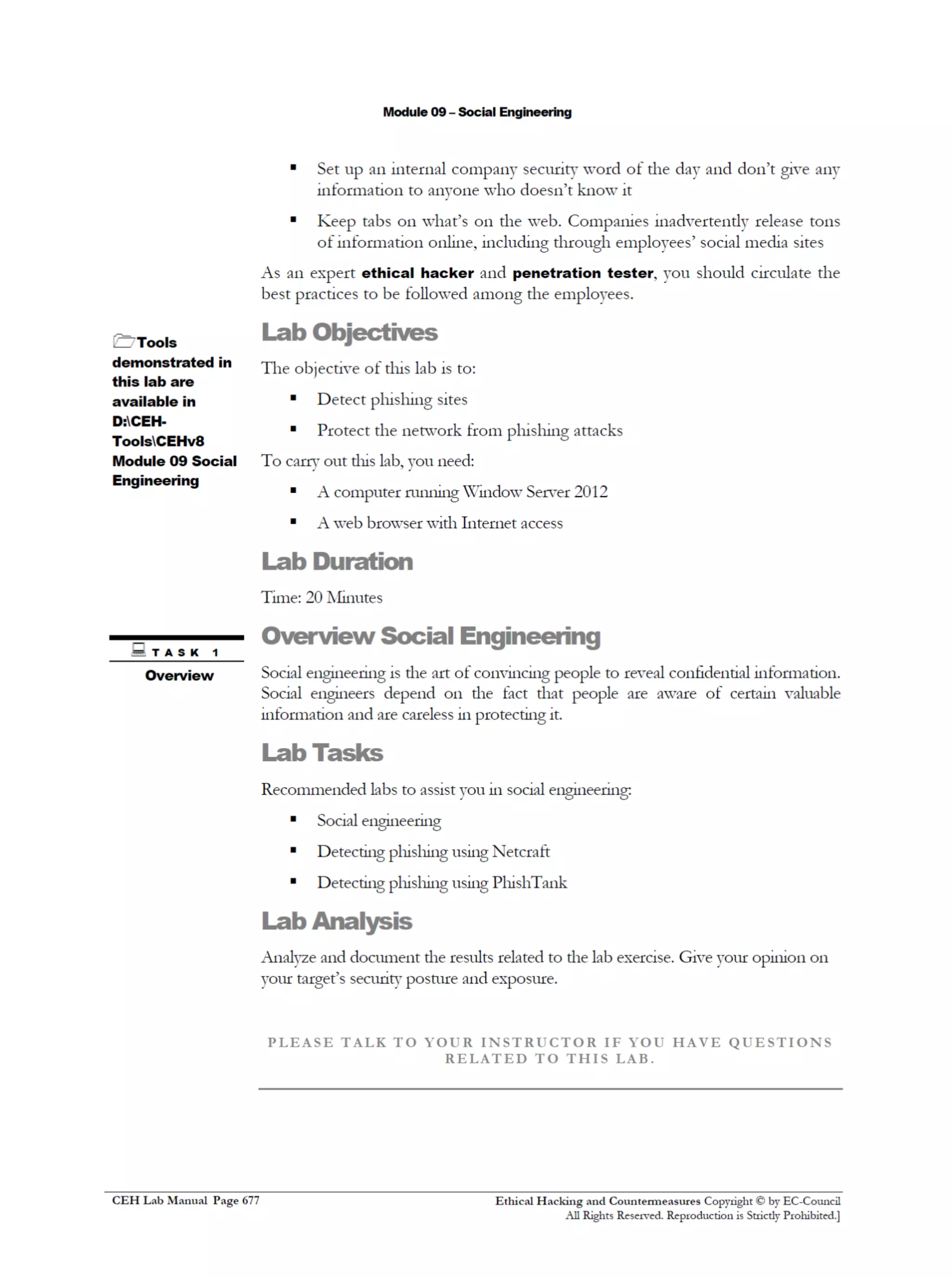 Cehv8 Labs - Module09: Social Engineering.