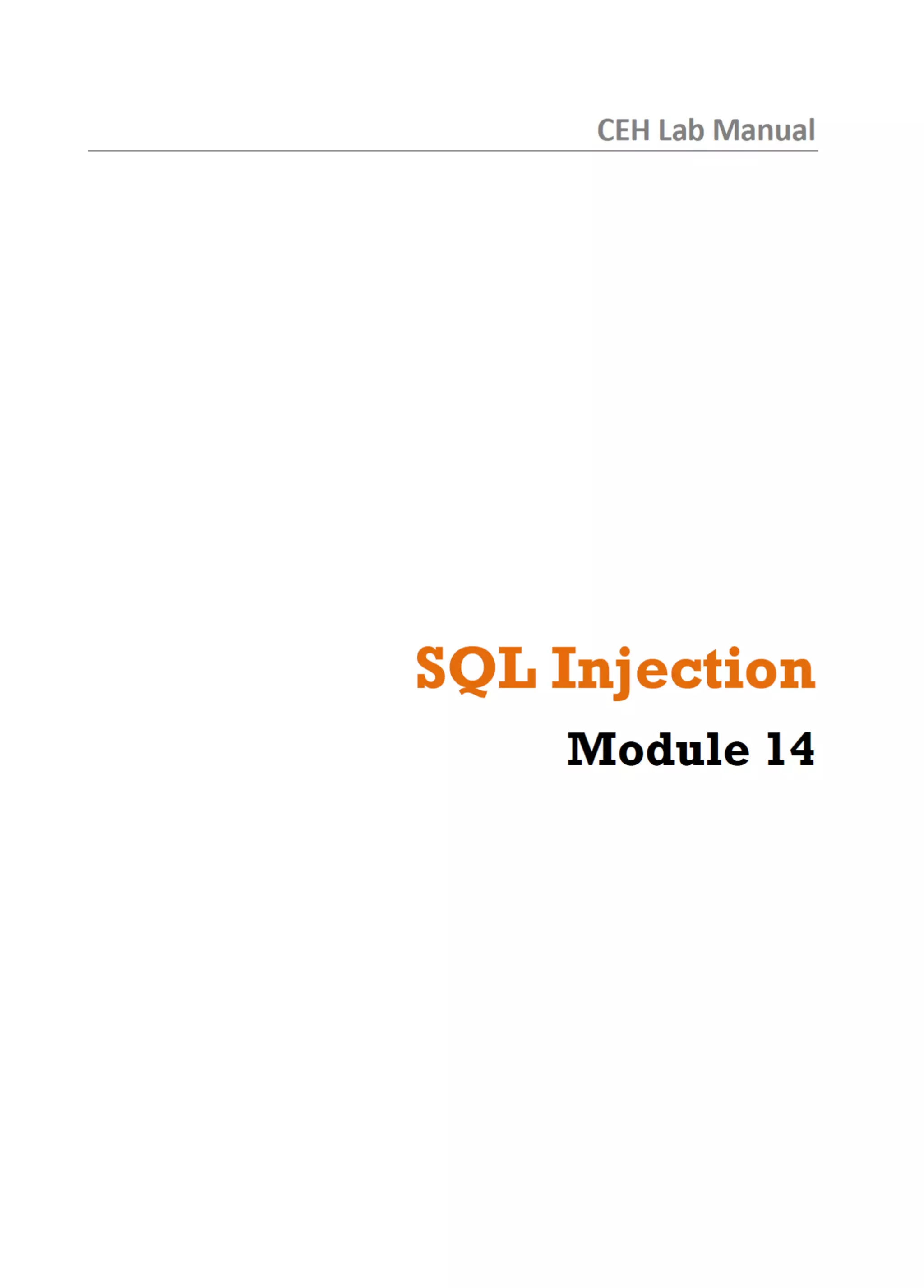 Cehv8 Labs - Module14: SQL Injection