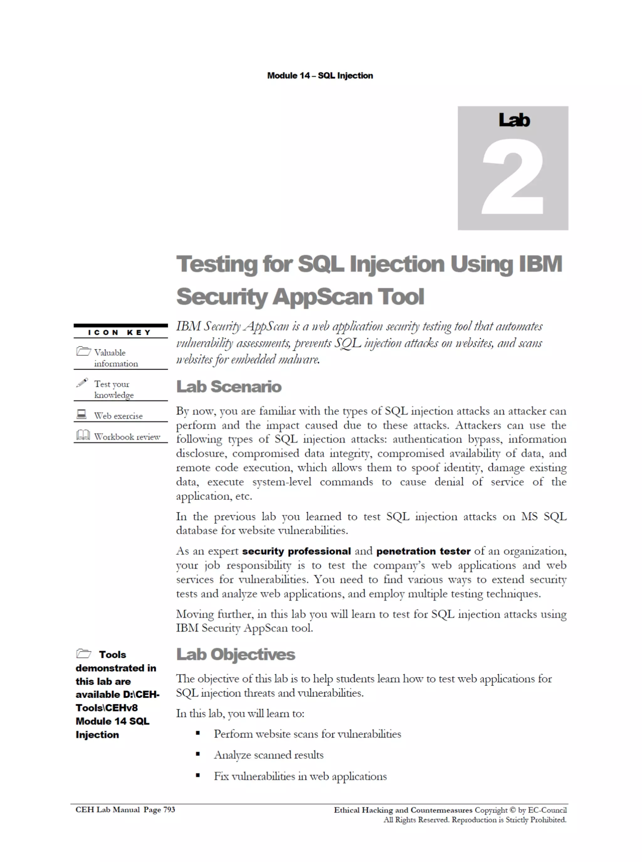 Cehv8 Labs - Module14: SQL Injection