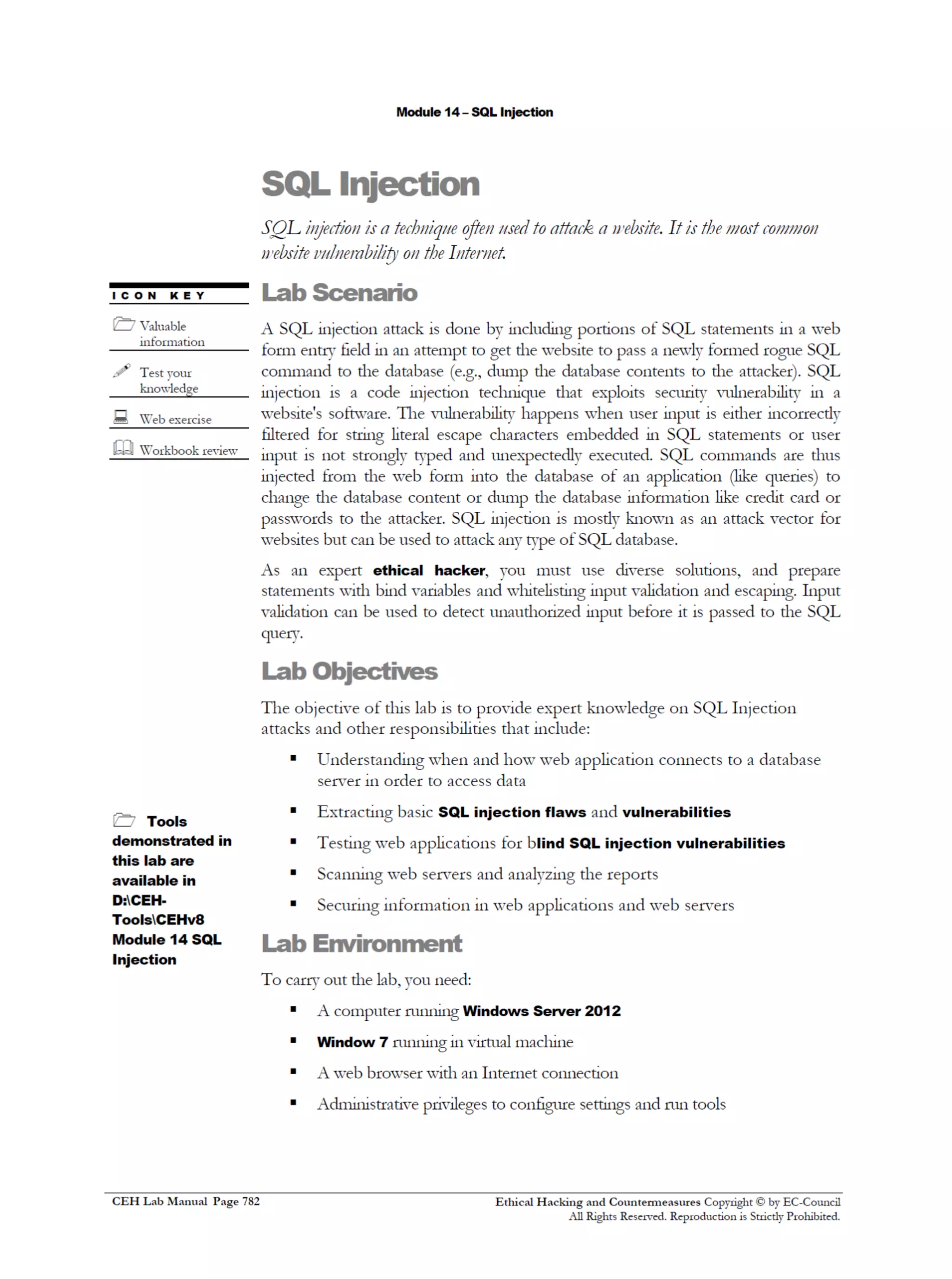 Cehv8 Labs - Module14: SQL Injection