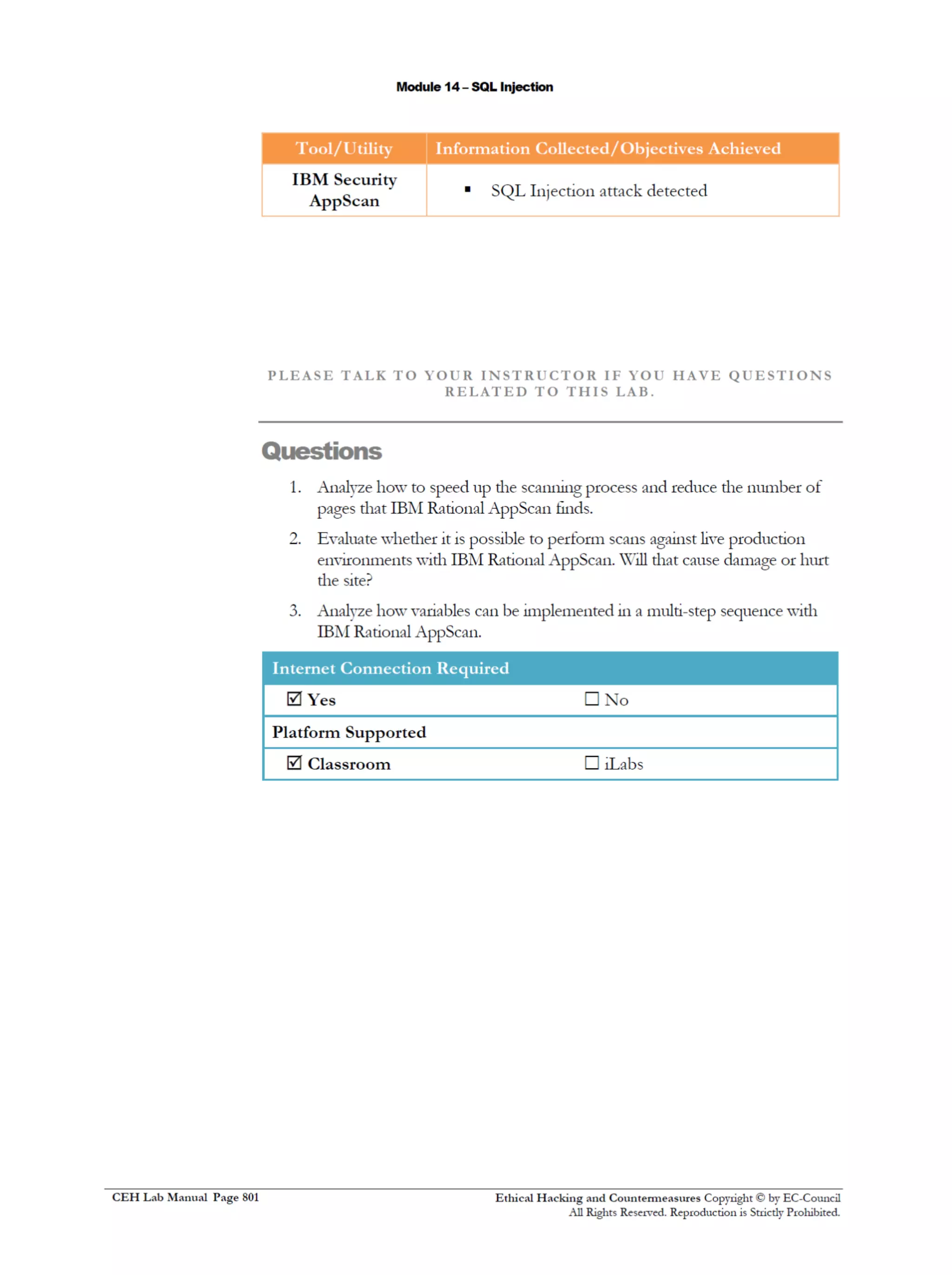 Cehv8 Labs - Module14: SQL Injection