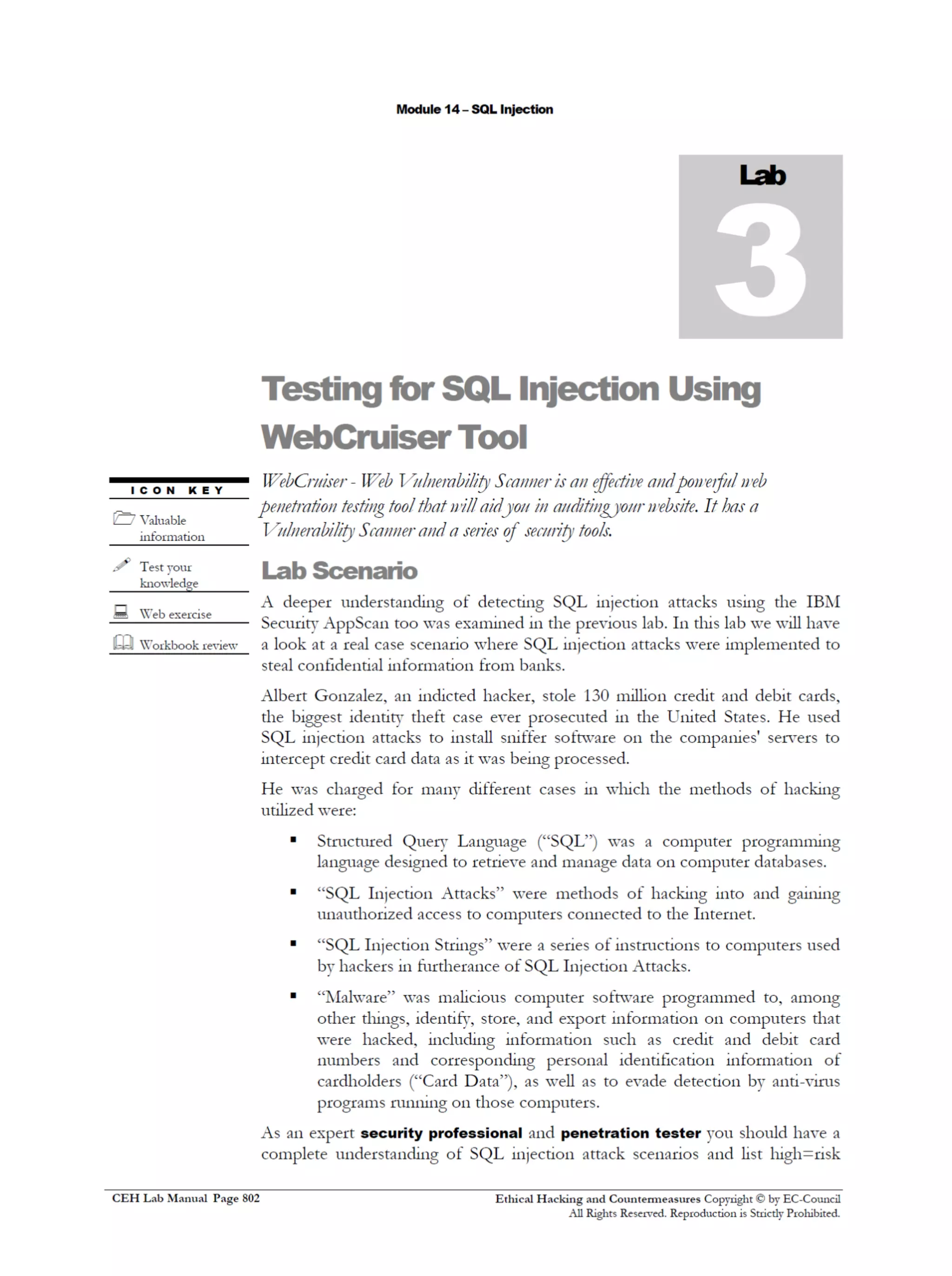 Cehv8 Labs - Module14: SQL Injection