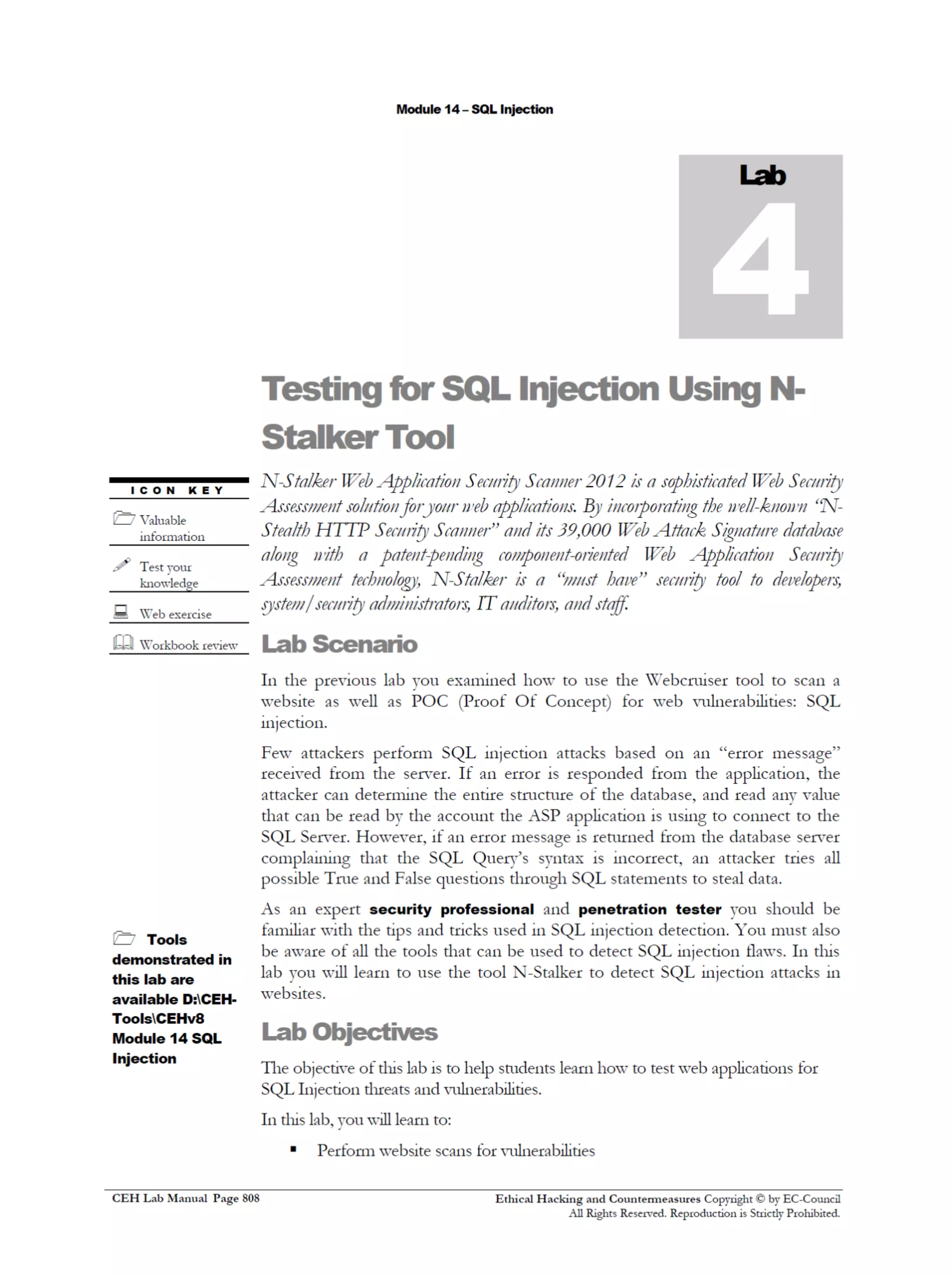 Cehv8 Labs - Module14: SQL Injection