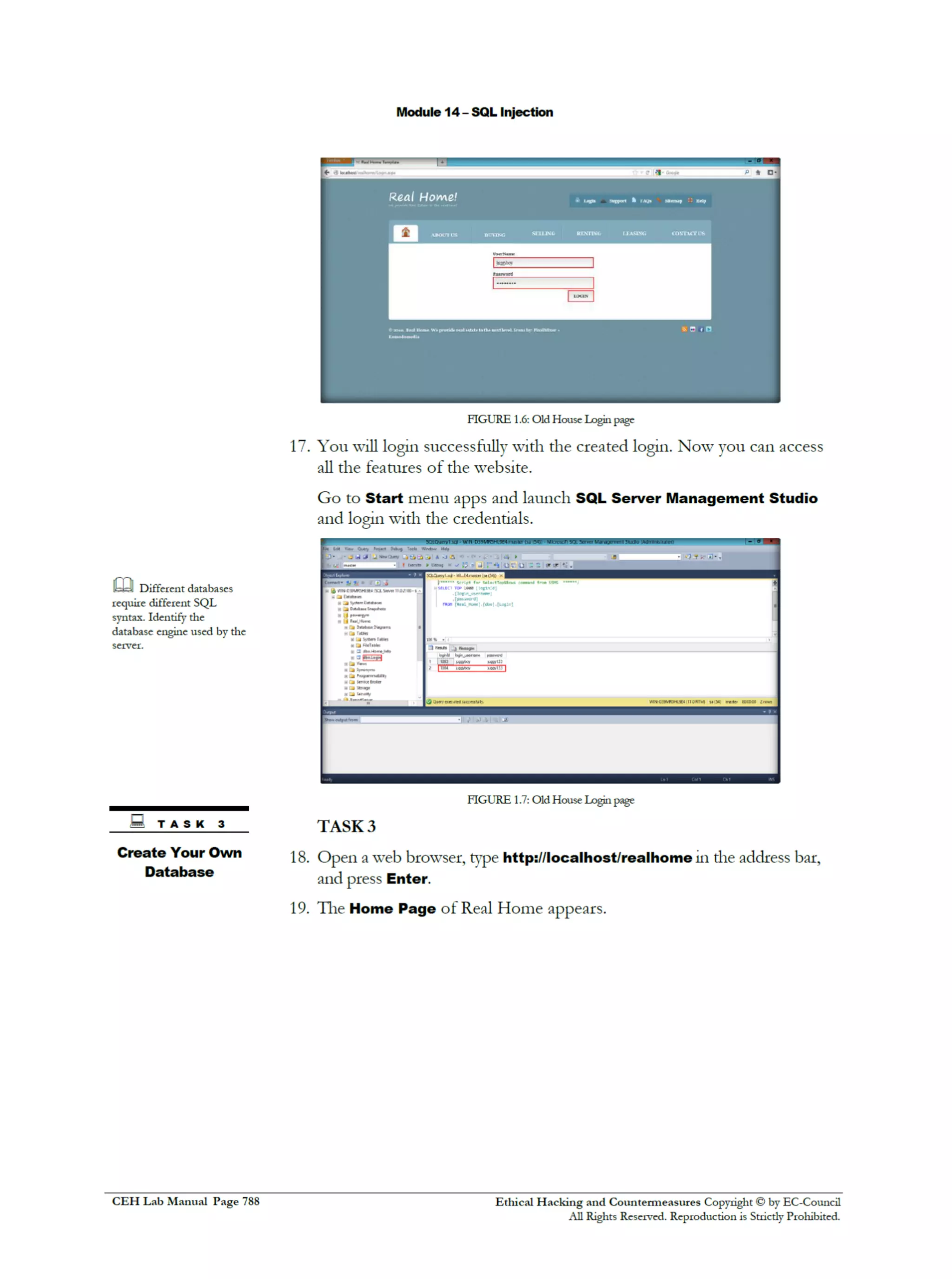 Cehv8 Labs - Module14: SQL Injection