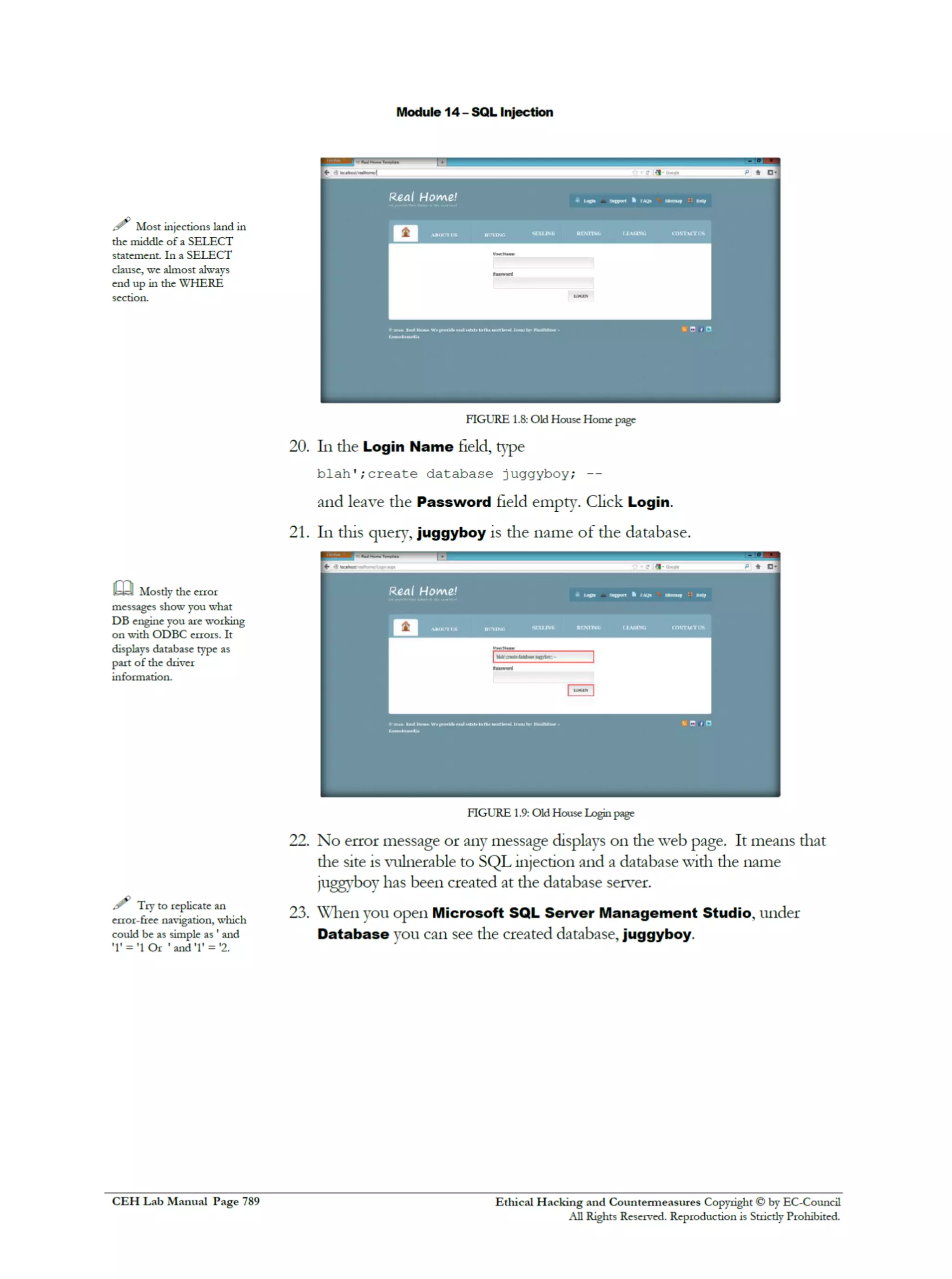 Cehv8 Labs - Module14: SQL Injection