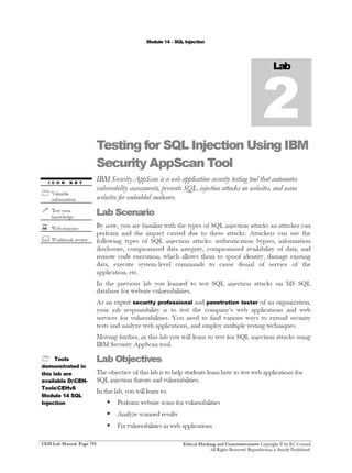 Cehv8 Labs - Module14: SQL Injection