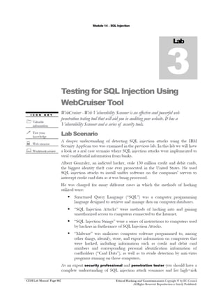 Cehv8 Labs - Module14: SQL Injection