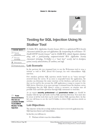 Cehv8 Labs - Module14: SQL Injection