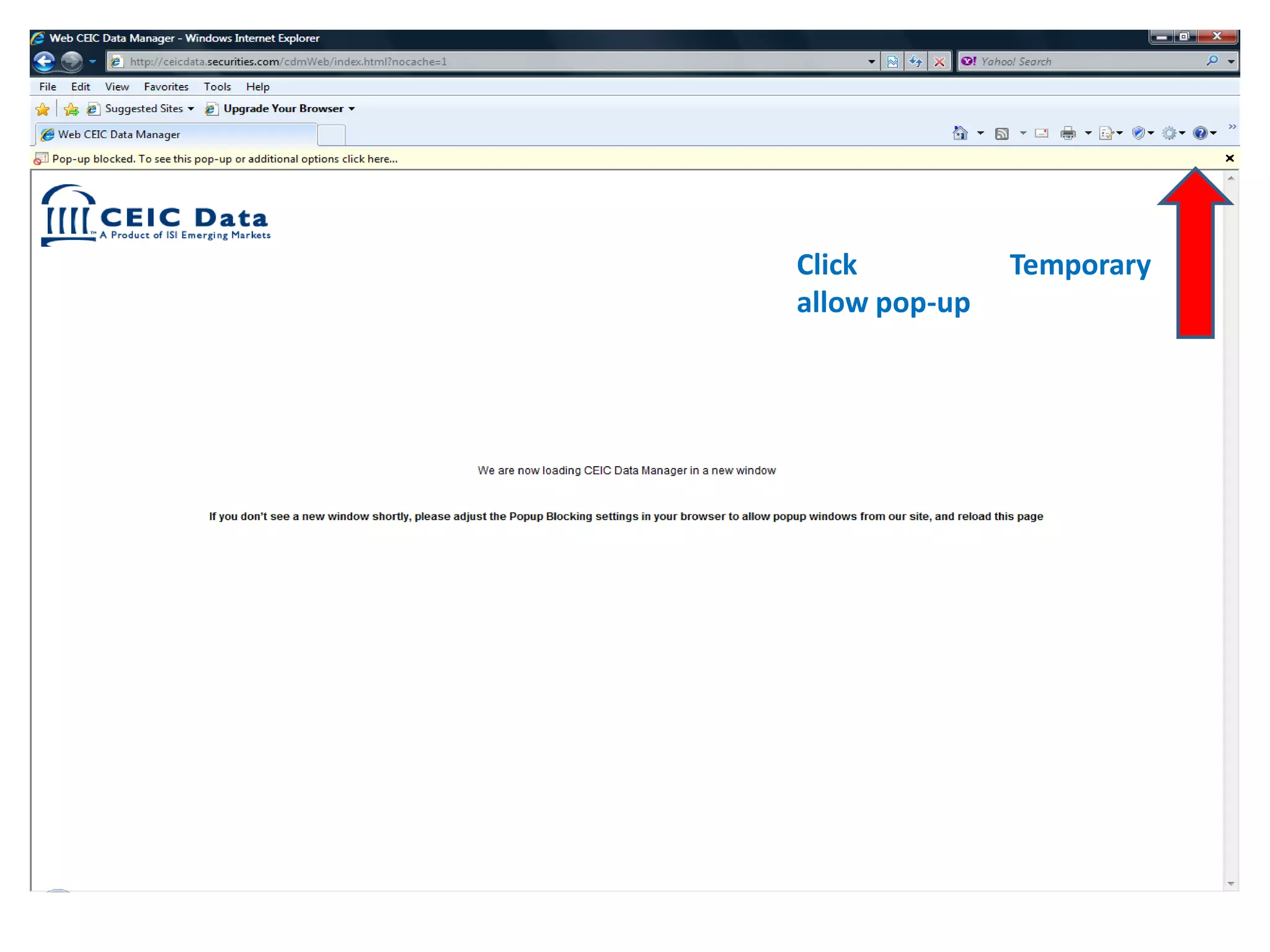 Click ขวา เลือก Temporary allow pop-up