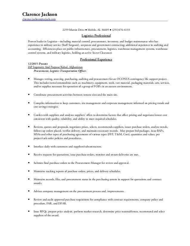 logistician resume