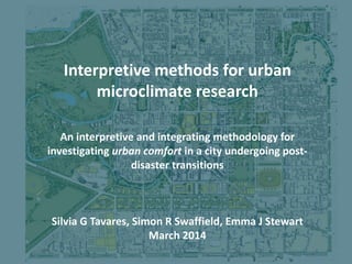 Interpretive methods for urban
microclimate research
An interpretive and integrating methodology for
investigating urban c...