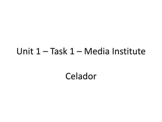 Unit 1 – Task 1 – Media Institute 
Celador 
 