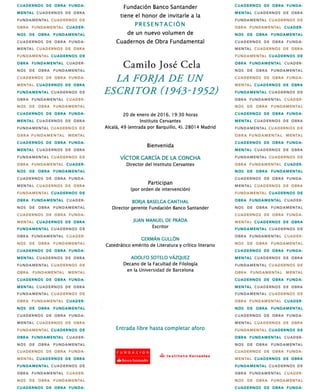 Invitación a 'La forja de un escritor' de Camilo José Cela