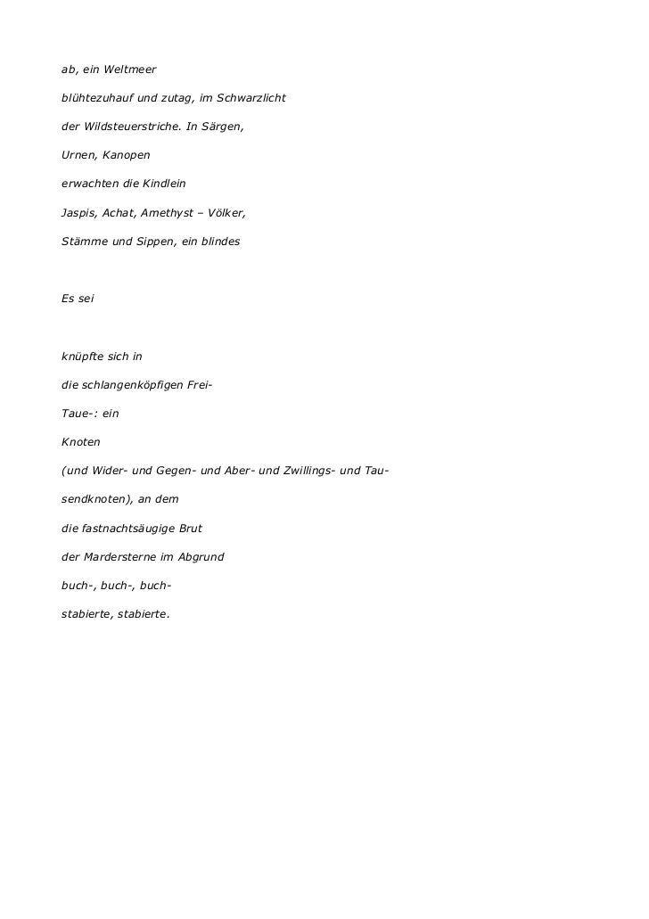 Paul Celan Die Silbe Schmerz