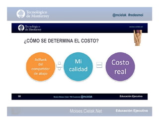 Moises.Cielak.Net
Educación EjecutivaModulo Moises Cielak PBS Guatemala @mcielak
@mcielak #redesmoi
moises.cielak.net
58
¿CÓMO SE DETERMINA EL COSTO?
 
