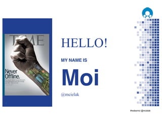 HELLO!
MY NAME IS
Moi@mcielak
2
 