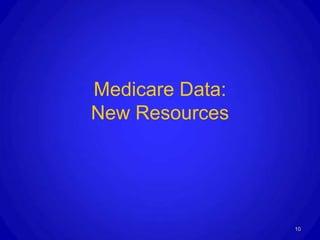 Medicare Data:
New Resources




                 10
 
