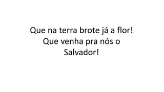 Que na terra brote já a flor!
Que venha pra nós o
Salvador!
 